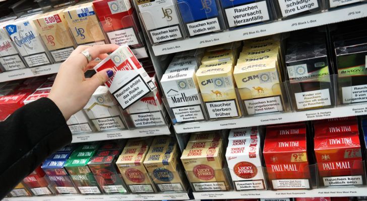 packs of cigarettes in convenience store rack