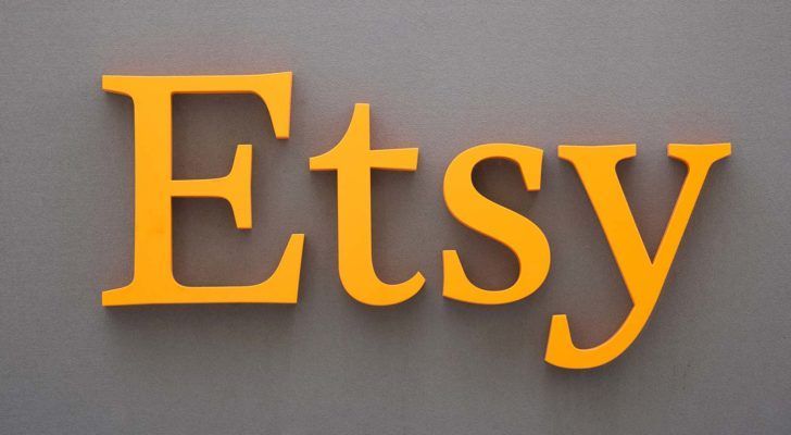 etsy logo on a grey wall