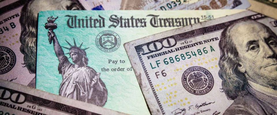 WASHINGTON DC - APRIL 2, 2020: United States Treasury check, stimulus relief money