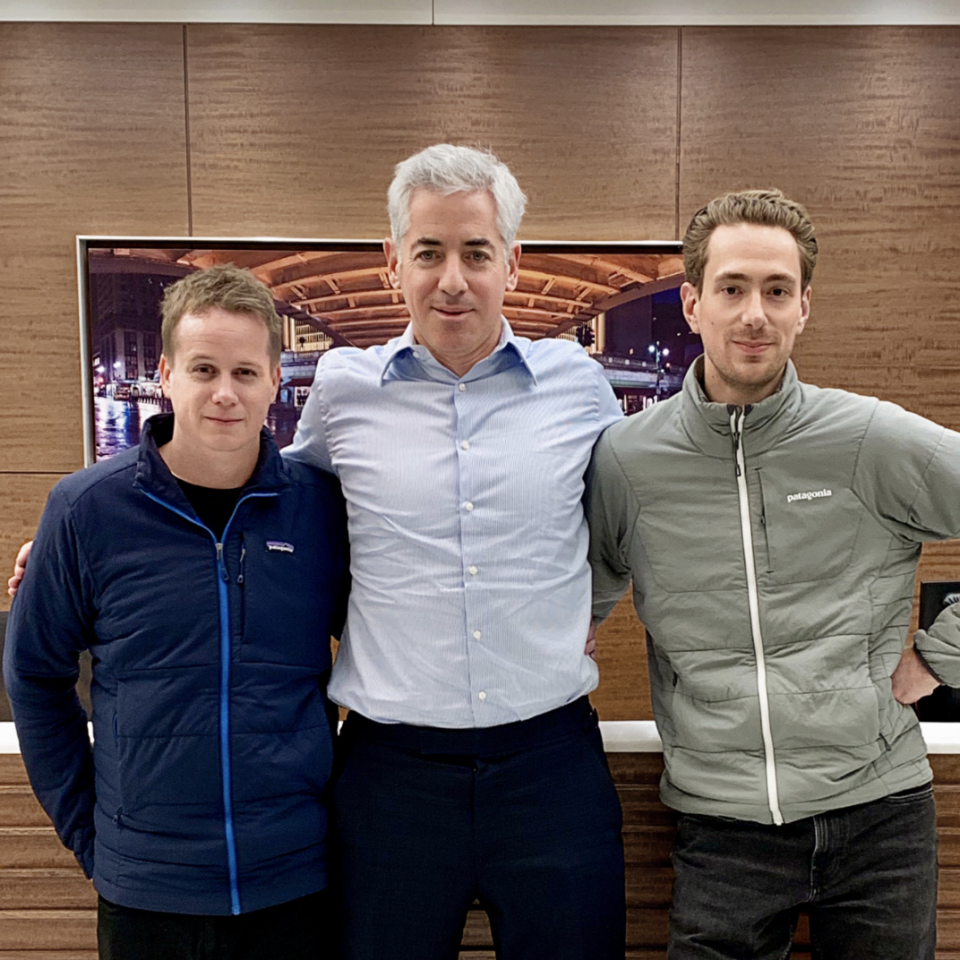 Tiny co-founder Chris Sparling (L), Bill Ackman (center), Tiny co-founder Andrew Wilkinson (R)