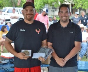 Pictured: 1st place winner in the brisket category, Jorge Flores with CSM Cooking JOE DAVID CORDOVA | PLEASANTON EXPRESS