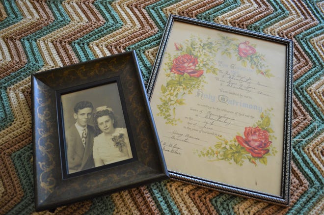 Ira and Grace Foust, of Chambersburg, built a fulfilling life over their 75 years together. Now residing at Mennohaven, the couple brought a few precious items from home, including their framed marriage certificate and wedding day photo.