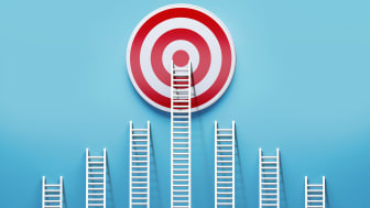 A ladder leads right to the bull's-eye of a target.