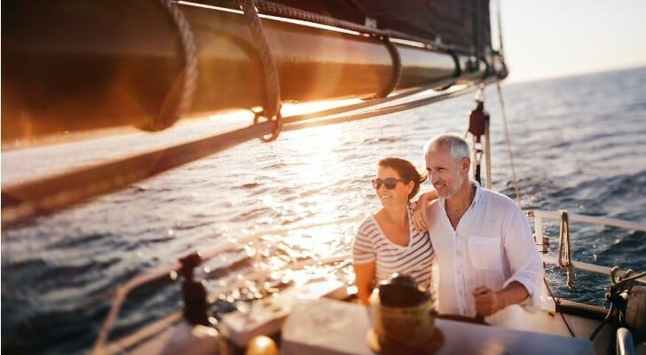 Retired couple on a yacht