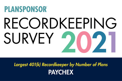 PLANSPONSOR Recordkeeping Survey 2021 - Paychex Named Largest 401(k) Recordkeeper by Number of Plans